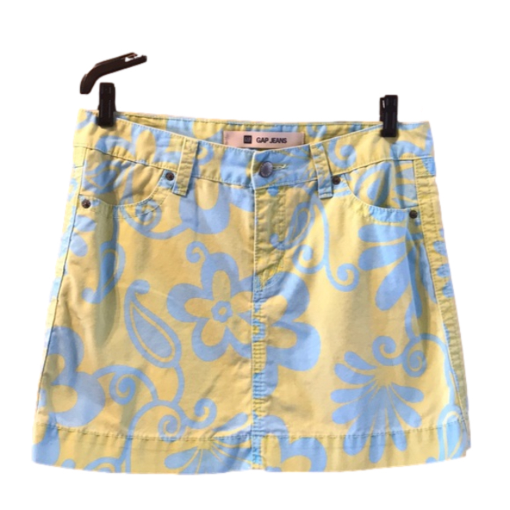GAP Floral Mini Skirt in Yellow and Blue